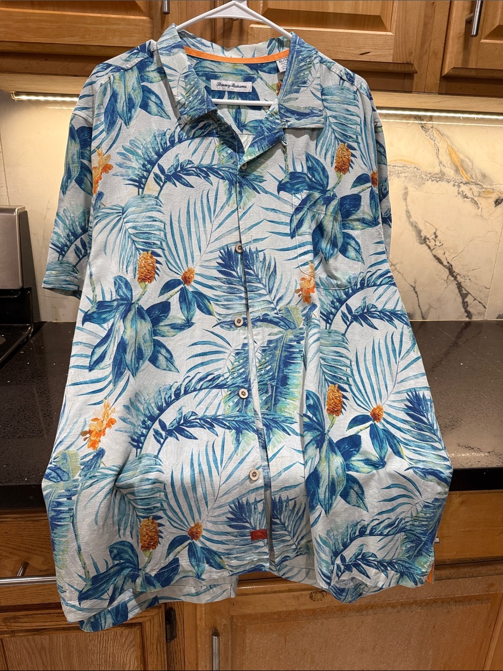 Tommy Bahama Blue Tropical Floral Short-Sleeve Button-Up Shirt